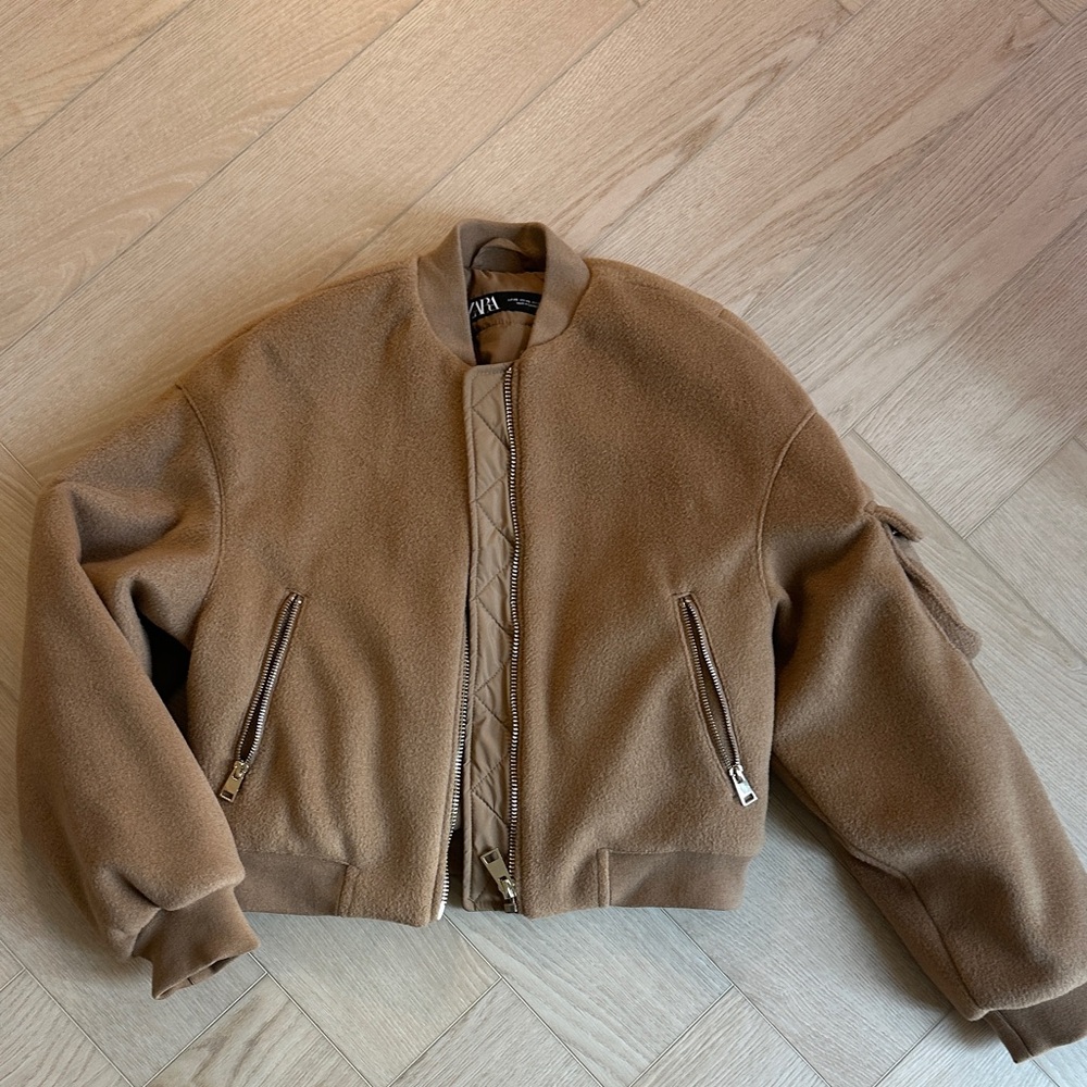 Zara camel colored cropped bomber